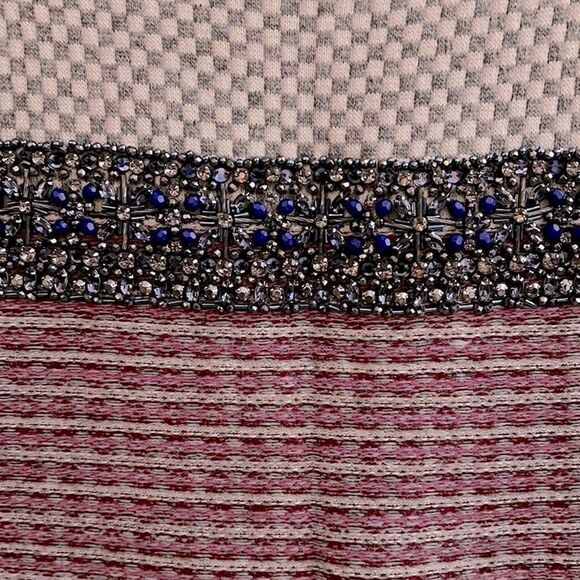 J. Crew sweater w multi patterns, beautiful bead work stripe NWOT XS - Picture 2 of 10